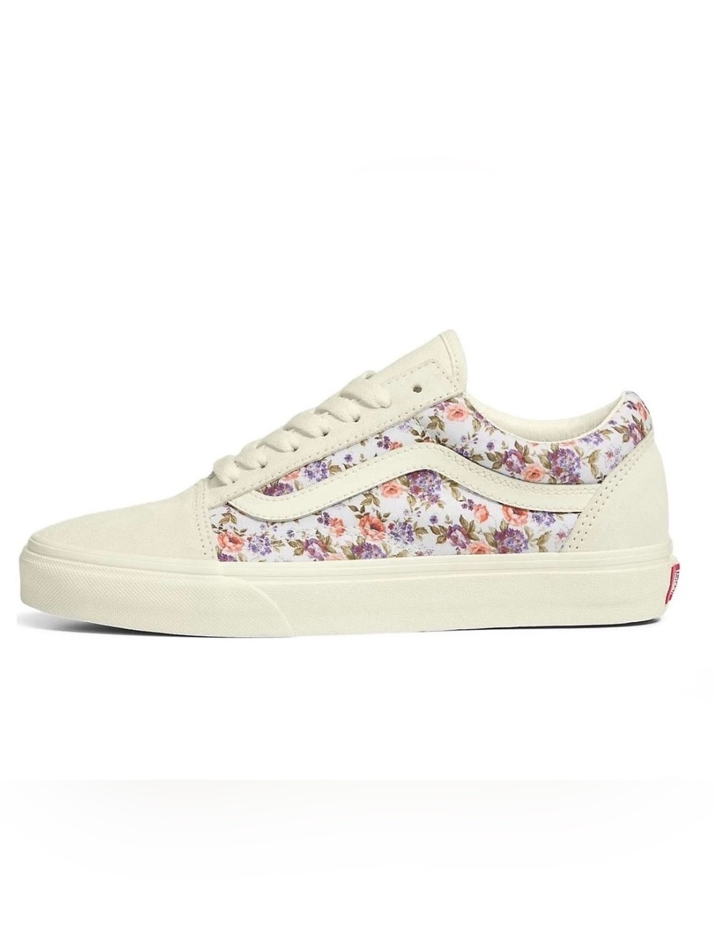 New Vans Old Skool Vintage Floral Sneakers Marshmallow Unisex 8 9.5 Suede